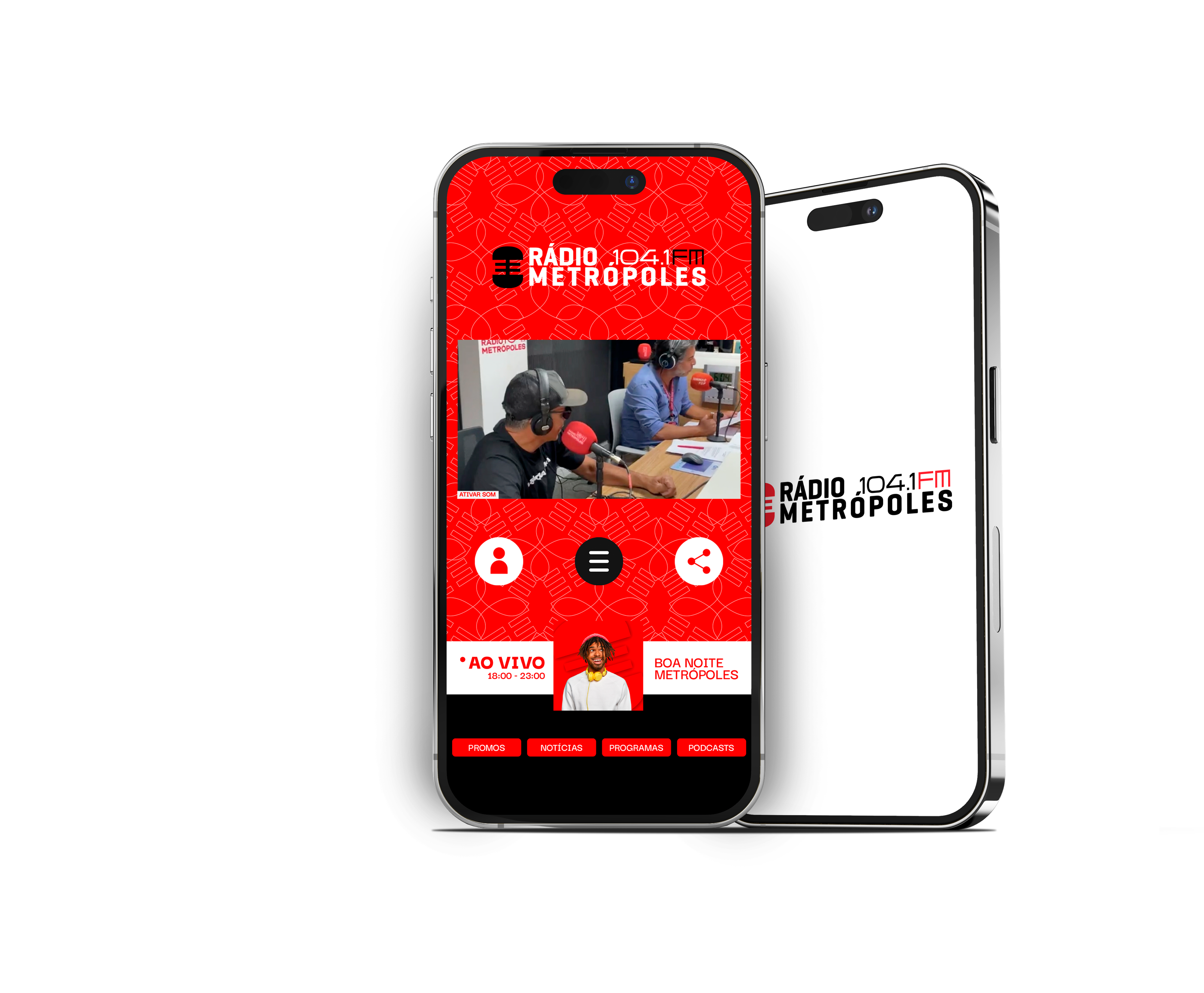 Aplicativo da Rádio Metrópoles em celulares