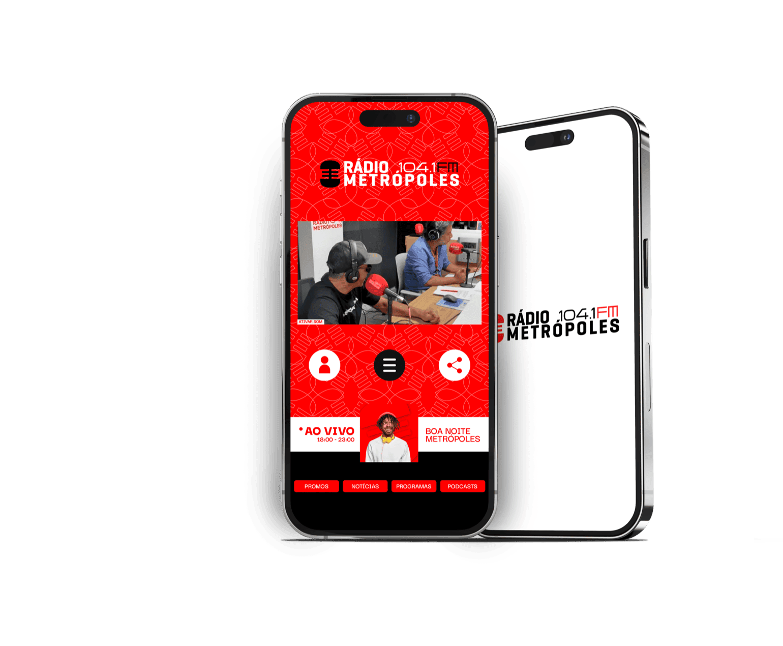 Aplicativo da Rádio Metrópoles em celulares